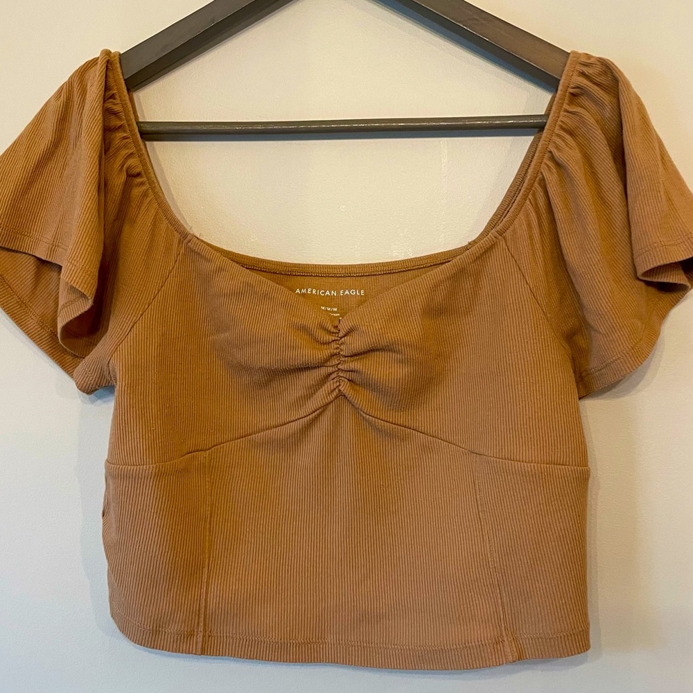 American Eagle Crop Top, Tan- size Medium